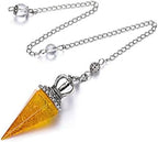 Jovivi Natural Citrine Crystal Pendulums for Divination Dowsing 6 Facted Crown Hexagonal Pointed Resin Chip Stones Healing Reiki Chakra Gemstone Pendulum Pendant Wiccan Witchcraft