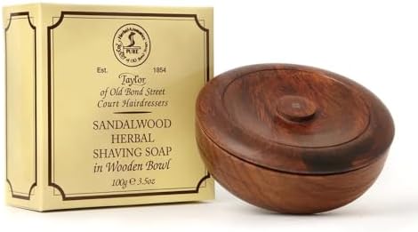 Taylor of Old Bond Street Sandalwood Shaving Soap in a Wooden Bowl, 3.5 oz.