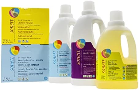 Sonett Organic Laundry Powder Detergent for Colors 42oz (Pack of 4) - With organic vegetable oil soap