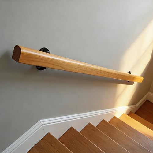Wooden Handrails, 1-20ft Non-Slip Staircase Handrail, for Home Garden Corridor Lofts Kindergarten Guardrail Decking Railings, Wall Mounted Barrier-Free Staircase Grab Bar for Elderly (Size : 4ft)