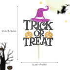 1 Pack Halloween Cake Toppers, Glitter Trick or Treat Cake Picks for Baby Shower, Halloween and Birthday Party Decorations Supplies (Trick or Treat)