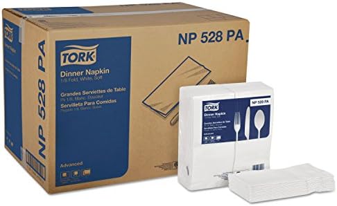 Tork NP528PA Advanced Dinner Napkins, 2-Ply, 15-Inch x 17-Inch, 1/8 Fold, White, 100/PK, 28 PK/CT (TRKNP528PA)