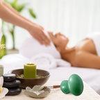 Gatuida 2pcs Green Jade Quartz Massage Rollers Stones Small Facial Massaging Jade Boards Mushroom Shaped Gua Sha Tools Beauty Massagers for Face