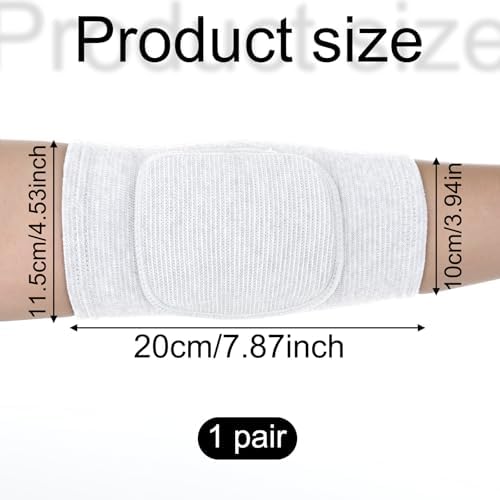 1 Pair Elbow Pads with Thicken Sponge Pad, White Breathable Protective Volleyball Elbow Pads Fitness Arm Knee Protector Volleyball Sponge Support for Kids Men Women Elderly