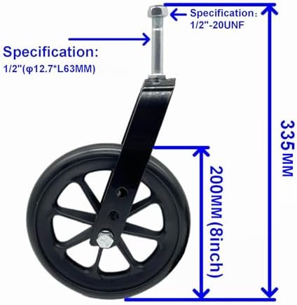 Wheelchair Accessories Caster Assembly With Aluminum Front Fork,Suitable For Installing 8 Inch Solid Casters.Widely Used In Most Manual Wheelchairs K1,K2,K3,K7...Black(1 Ea)