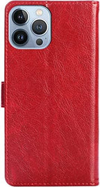 Wallet Case for iPhone 13 Pro Max/13 Pro/13, Premium PU Leather Magnetic Closure Folio Flip Cover with Kickstand and Card Slots Phone Cases Cover (Color : Red, Size : 13 Pro 6.1")