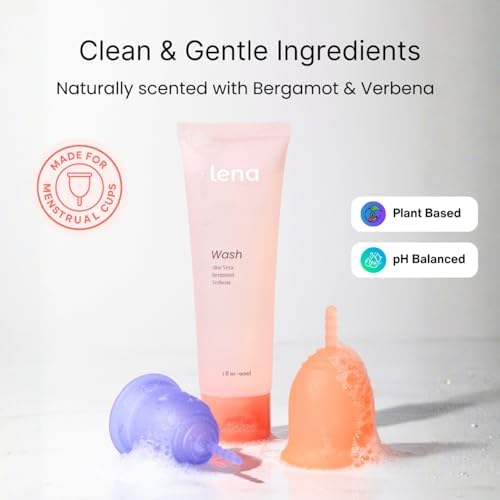Lena Menstrual Cup Wash – Gentle, pH-Balanced Plant-Based Cleanser for Reusable Cups & Discs – Naturally Scented, TSA-Approved 90ml / 3oz