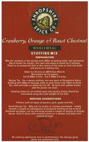 Shropshire Spice Co. Cranberry, Orange & Chestnut Stuffing Mix 150g