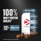 Dymatize ISO100 Whey Protein Powder Isolate, Gourmet Chocolate, 25g of Protein, 20 Servings, 5.5g BCAAs, Less Than 120 Cal., Gluten Free, 1g Fat, 1g Sugar, 2g Carb