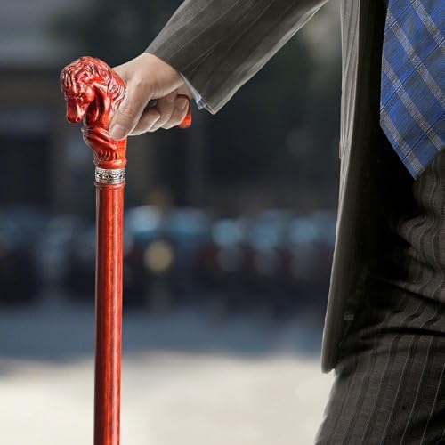 Wood Walking Cane, Elegant Hand-Carved Horse Head Wooden Walking Cane for Men and Women, Handmade Stylish Canes for Seniors, Light Stable High-end Canes Suitable for Gift Giving