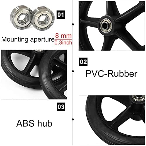 LIGUOYI 2 Pcs Wheelchair Front Caster, 6/7/8inch Wheelchair Wheels Accessories Solid Tyre, Rueda De Goma Antideslizante, 5/16-Inch Stem Diameter, 265-lb Load Capacity, Replacement Casters for Walker