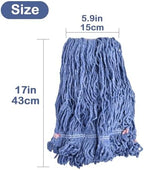 Loop-End Mop Head Replacement, 6 Pack – Commercial & Industrial Mop Heads with 1.25" Headband, Cotton Blend, Machine Washable Blue Mop Refills for Floor Cleaning