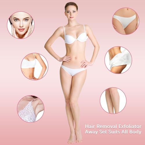 Patelai 32 Pcs Smooth Away Hair Removal Pads 2 Sizes Facial Hair Remover Pads and 30 Pcs Exfoliation Fine Sandpaper for Women Girls Faces Lips