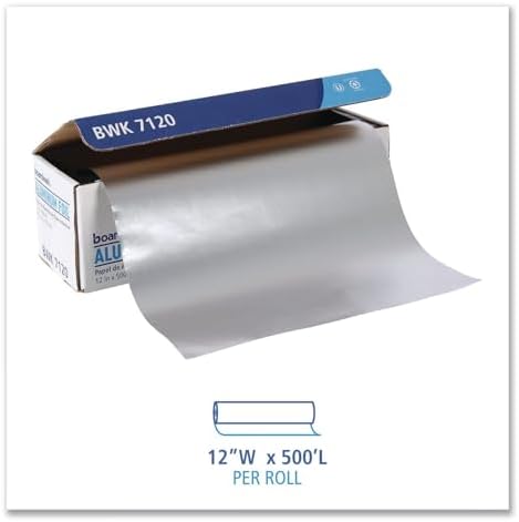 Boardwalk BWK 7120 500' Length, 12" Width, 20 Micron Thickness Heavy-Duty Aluminum Foil Roll