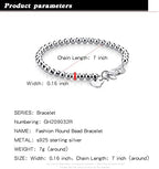 H&Beautimer 925 Sterling Silver 4-10MM Ball Chain Bracelet For Women's - Italian Handmade Bead Chain Bracelet 5''5.7''6.3''6.7''7.5''8''8.3''8.5''9 Inch Rose Gold Party Jewelry