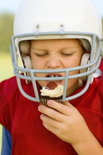 Oasis Supply Edible Fun Shapes | Hand-Painted Sugar Cake & Cupcake Toppers | Sports/Athletics | Footballs | 12pk Edible Football Sugar Decorations – 1.25”