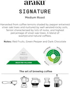 ARAKU Medium Roast Specialty Coffee - Signature - 250g Whole Bean Arabica Coffee - Made for Moka Pot, Drip, French Press, AeroPress