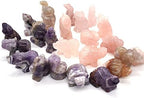1.5" Amethyst Animals Figure Rose Quartz Owl Statue Blossom Agate Wolf Lapis Lazuli Elephant Natural Stones Healing Crystal Gift (Color : Rose Quartz-S)