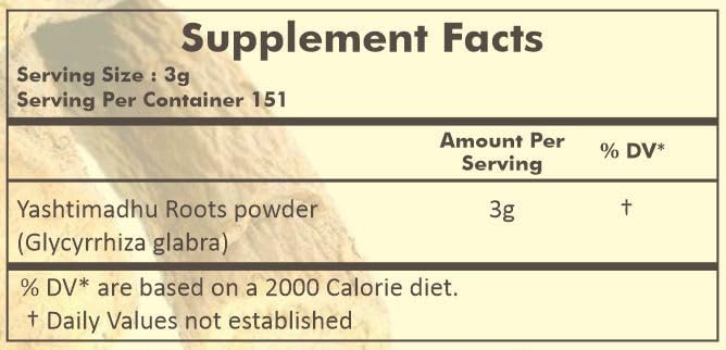 HERBAL HILLS Yashtimadhu Powder (Mulethi Powder/Licorice Powder/Glycyrrhiza glabra) | 16 Oz (454 GMS) | Natural Herb