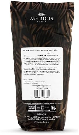 Medicis Premium Candied Almond Dragees (French Jordan Almonds) Sugar Coated Candies Ideal as a Party Favor for Weddings and Baby Showers, 75 Count Bag 8.8oz, Green