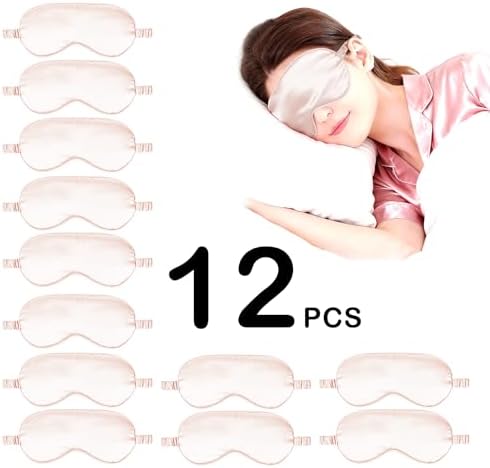 12PACK Silky Sleep Masks Satin Eye Mask Silk Eyes Cover for Sleeping Blackout Eyeshades Soft Blindfold Travel Nap Gifts