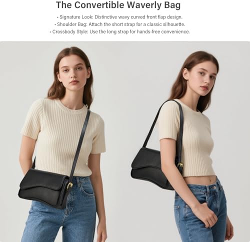 Shoulder Bag for Women Y2K Crossbody Purse PU Leather Underarm Handbag 2 Adjustable Strap for Daily Commute Travel