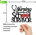 Black Red Glitter Nursing School Survivor Cake Topper, Congrats RN/BSN, Congrats Nurse Grad Party Sign, Medical School Graduation Cake Topper, Class of 2026 Nurse Graduation Party Decor
