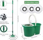 Spin Mop and Bucket with Wringer Set, 360° Spinning Mop Bucket System with 3 Microfiber Mop Replacement Heads Refills,56" Stainless Steel Extended Handle for Floor Cleaning Home Office (20QT) (Green)