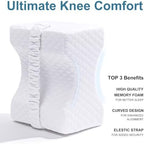 Knee Pillow for Side Sleepers,Memory Foam Leg Pillow for Side Sleeping Between Knees,Knee Cushions for Hip,Back,Joints,Sciatica Pain Relief Pillows,Spinal Alignment Support,White