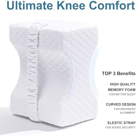 Knee Pillow for Side Sleepers,Memory Foam Leg Pillow for Side Sleeping Between Knees,Knee Cushions for Hip,Back,Joints,Sciatica Pain Relief Pillows,Spinal Alignment Support,White