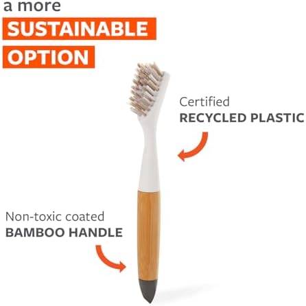 Full Circle Micro Manager, Deep Cleaning Brush for Crevices, Shower, & Grout, Tough Bristles, Sustainable Bamboo Handle, 2-Pack
