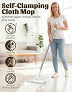 Snap Grip Mini Mop, Hands-Free Cloth Changing with 360° Rotating Head, Zero-Touch Portable Wall Mop for Floor, Tile and Mirror, Universal Pad Compatibility for Any Cloth+ Magic Cleaning Cloth
