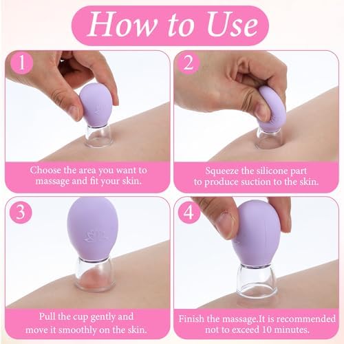 6Pcs Cupping Device, Vacuum Negative Pressure Walking Cupper, Glass Massager Cupping Cup, Silicone Cupper Massage, Body Cup Fascia Massager for Face and Body