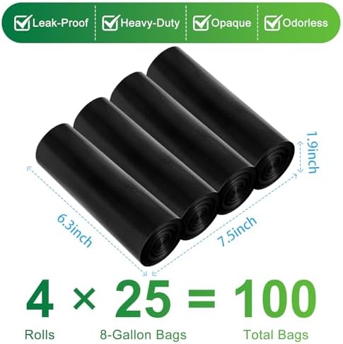 Portable Toilet Bags - 8 Gallon Camping Toilet Bags, Biodegradable Travel Potty Bag for Portable Toilet, Thickened Camp Toilet Waste Bags for 5 Gallon Bucket Toilet, Compostable Trash Bags