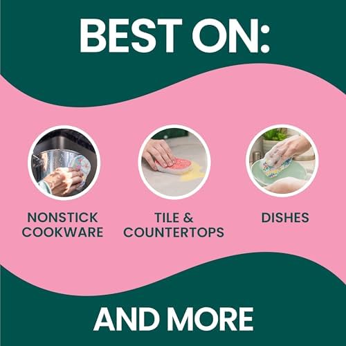 Scotch-Brite Pop Up Kitchen Sponges, Unique Compressed Kitchen Sponge for Cleaning Gently, Floral Pattern Dish Scrubber that Expands with Water, 3 Scrubbing Sponges