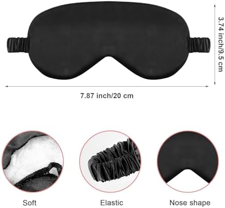 Dimeho 3 Pcs Sleep Mask Soft Silky Eye Masks Cover with Elastic Straps Effective Shading Blindfold for Sleeping Women Men Travel Eyeshade (Pink/Black/Green)