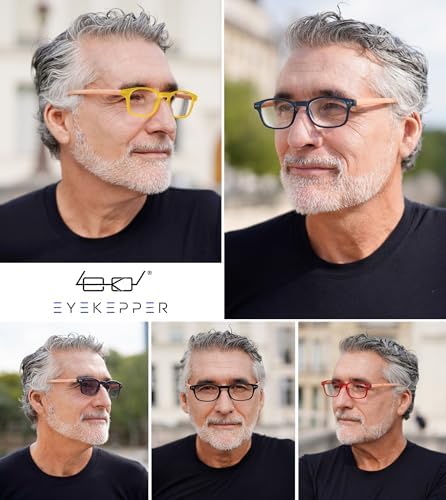 Eyekepper 5-pack Spring Hinge Wood-grain Printed Arms Reading Glasses Includes Sunshine Readers +4.0