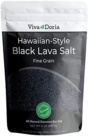 Viva Doria Hawaiian Black Lava Sea Salt, Fine Grain, Lava Salt, 2 lb (907 g)