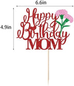 Happy Birthday MOM Cake Topper, Mother's Day Party Decorations,Mother's/Women's Birthday Party Decorations Supplies ((MOM-7)