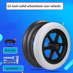 12 Inch Wheelchair Rear Wheel, 12 1/2x2 1/4 Solid Polyurethane Tire, Manual Wheelchairs Transport Chair Wheel Replacement Parts(Gray)