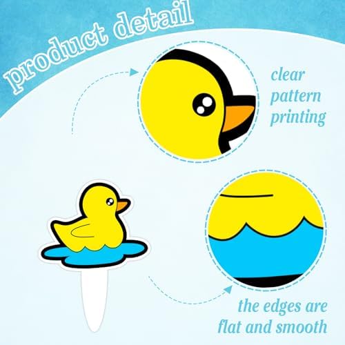 24pcs Cute Yellow Duck Cupcake Toppers Kids Duckling Theme Happy Birthday Decorations Set, Boys and Girls Birthday Party, Baby Shower, Farm Theme Party Cartoon Duck Decoration Supplies