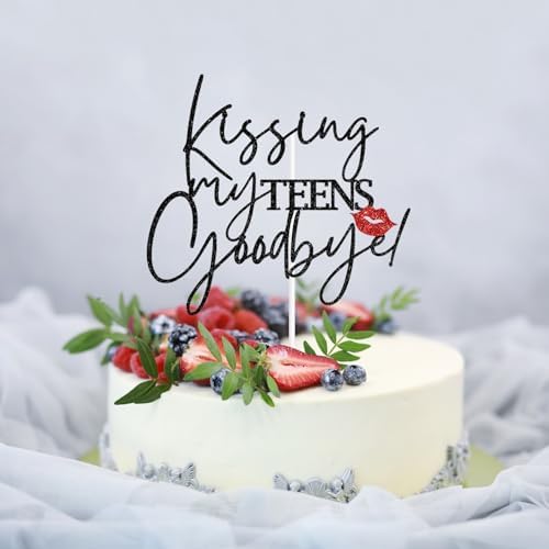 Kissing My Teens Goodbye Cake Topper, Happy 20th Birthday, Goodbye Teen Years, Funny 20th Birthday Party Decorations