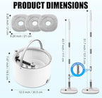 Mop and Bucket Set, Spin Mop Bucket with Separate Dirty/Clean Water System, Self-Wringing Square Mops for Floor/Wall Cleaning with 3 Microfiber Pads