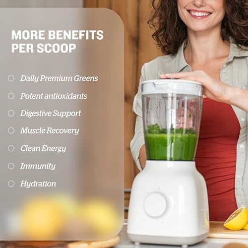 Sunfood Superfoods Organic Supergreens & Protein Powder - Superfood Greens Blend Powder, Super Greens with Chlorella & Spirulina, 23g Protein & 5g Fiber Per Serving, Mix into Drinks - 8 oz