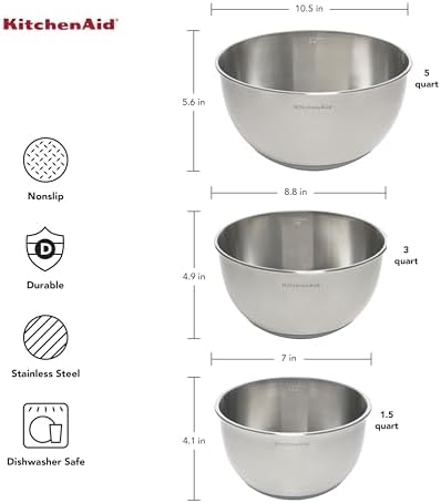 KitchenAid Stainless Steel Mixing Bowls, Set Of 3
