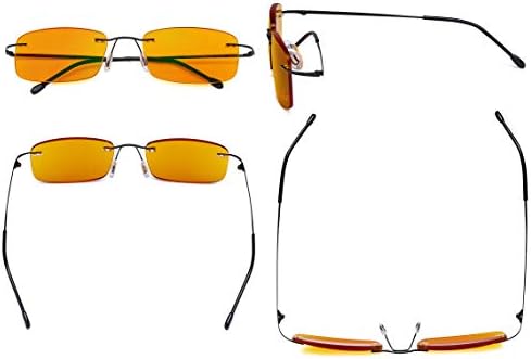 Eyekepper Titanium Rimless Orange Tinted Lenses Computer Reading Glasses Readers Men Women