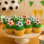 Oasis Supply Edible Soccer Ball Sugar Decorations – 12 Pack | Hand-Painted 1.25" Edible Cake & Cupcake Toppers | Fun Sports-Themed Party Decorations for Birthdays, Game Day & Team Celebrations