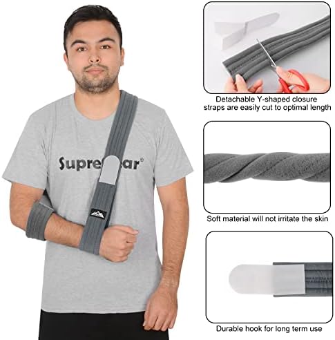 supregear Arm Sling, Adjustable Arm Support Strap, Lightweight Shoulder Immobilizer for Injured Elbow, Broken Collarbone, Torn Rotator Cuff, Dislocation or AC Separation, Left Right, Men Women