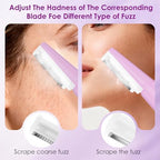 Sonic Dermaplane Razor for Women Facial Peach Fuzz Remove - Facial Hair Removal Kit with 12 Blades, 3 Speeds & LED Light