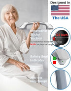2 Pack 16.5" Suction Grab Bars for Showers with Visual Safety Indicator, No-Drill 4mm Thickened Handicap Shower Handle for Seniors, Non-Slip Bathroom Balance Rail for Smooth Tiles & Tubs